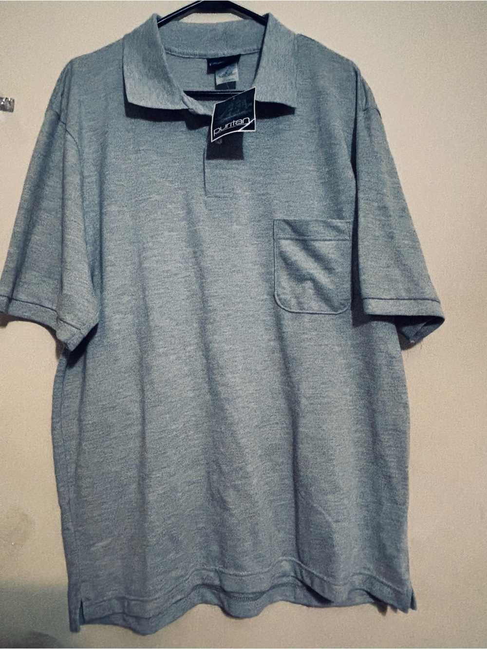 Puritan Light Blue Men's Short Sleeve Polo with Chest Pocket